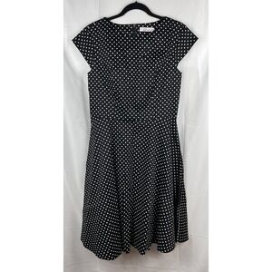 Dressystar Black White Polka Dot Rockabilly Retro A-Line Swing Party Dress Large